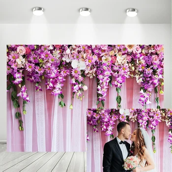 Nunta Cu Imagini De Flori Căsătorie Copil Nou-Născut De Ziua Fundal Personalizat Fotografie De Fundal Studio Foto Vinil Photophone