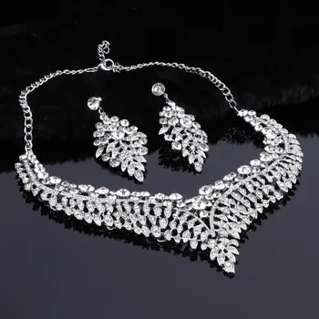 Nunta de cristal, Seturi de Bijuterii pentru Femei Colier Placat cu Argint Cercei Set de Logodna din Africa Margele Seturi de Bijuterii