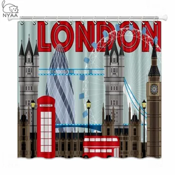 NYAA Londra Epocă Poster Duș Perdele Stil Britanic Ziarul Poliester Impermeabil Tesatura Perdele de Baie Pentru Decor Acasă