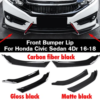 O Pereche de Mașină Universal Spoiler Fata Buze Splitter de Buze de Protecție Protector Difuzor Spolier Pentru Honda Civic Sedan 4Dr 2016-2018