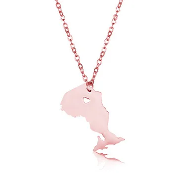 O populare din oțel inoxidabil harta colier cu Canadian decalcomanii cu dubla fata, Ontario pandantiv pentru femei harta bijuterii.