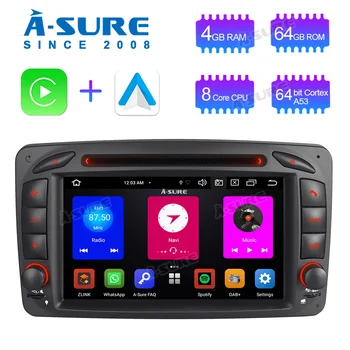 O-Sigur Multimedia Auto 8 Core de 64 gb Android 10 Radio CarPlay GPS DVD Navigatie Pentru Mercedes-Benz C/G W203 CLK G500 Viano Vito