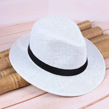 Oameni De Paie Pălărie Panama Manual Cowboy Capac Plajă De Vară De Călătorie Palarie De Soare B99
