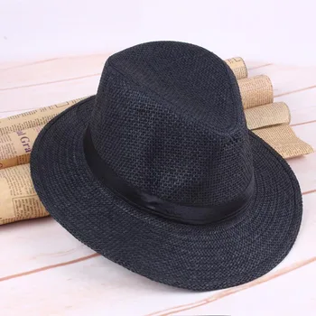 Oameni de Paie Pălărie Panama Manual Cowboy Capac Plajă de Vară de Călătorie Fedoras Pălărie FS99