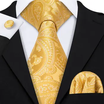 Oamenii Cravată Set De Aur Paisley Cravată De Mătase Pentru Bărbați Nunta Lega Petrecere Cu Cravata, Batista, Cravata Barry.Wang Designer de Moda Lega LS-5220