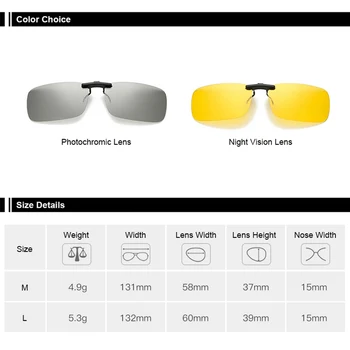 Oamenii Pătrat Clip de pe Ochelari Polarizati Ochelari de Noapte Viziune ochelari de Soare cu Polarizare Ochelari 2020 Fotocromatică Clip pe ochelari de Soare