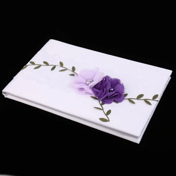 Oaspete De Nunta Carte Albă De Dantelă Flori Violet De Oaspeți Semnarea Carte Decor Petrecere