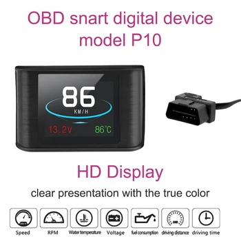 OBD Inteligent Metru Digital HUD P10 Multi-funcția de Head Up Display Pentru Vitezometru Mașină de Temperatură RPM Kilometraj Gauge Instrument de Diagnosticare