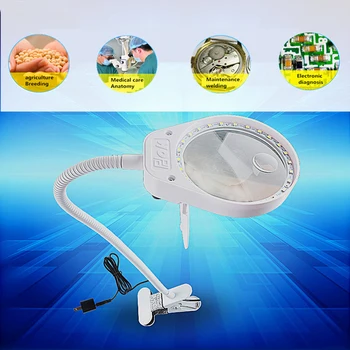Obiectiv 8x 15x LED Lupa Lampă de Sticlă Multi-Funcțional Clemă Tip 38 Led-uri de Lectură, de Reparare și de Înfrumusețare Manichiură PD-5S-Alb