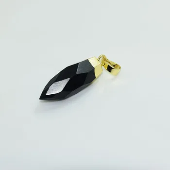 Obsidian negru Pandantiv Piatra Naturala Femei 2020 negru bijuterie de piatra farmecele pentru a face Bijuterii de mult glonț coroana de aur de vindecare fata