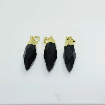 Obsidian negru Pandantiv Piatra Naturala Femei 2020 negru bijuterie de piatra farmecele pentru a face Bijuterii de mult glonț coroana de aur de vindecare fata