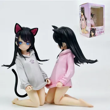 OCHI LIPKA Pisica-urechi fata Ooki Ripuka gri Figura PVC Model de colectare de jucării, cadouri de 16cm