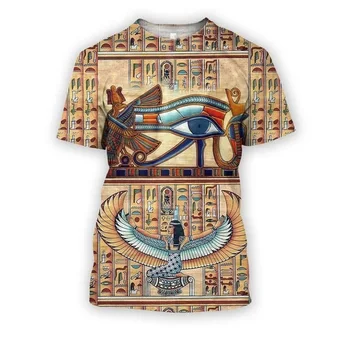 Ochiul lui Horus Și Zeul Egiptean Simboluri 3D Imprimate barbati tricou de Moda Harajuku maneca Scurta tricou Casual de vara tricou Unisex