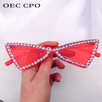 OEC CPO Noua Moda Diamond Ochi de Pisică ochelari de Soare Pentru Femei Brand Personalitate Mare Stras de sex Feminin de Ochelari de UV400 Ochelari O584