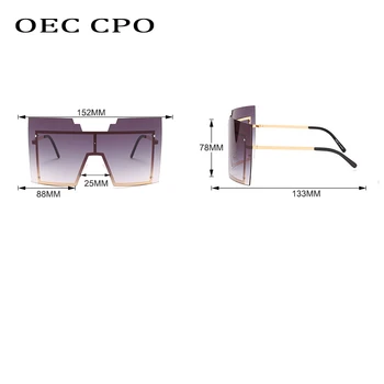 OEC CPO Steampunk Ochelari fără ramă de ochelari de Soare pentru Femei de Moda Supradimensionate Cadru Metalic Bărbați Ochelari de sex Feminin Nuante Retro Culori Oculos