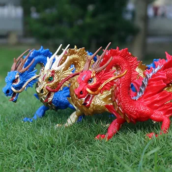 Oenux Simulare De Dimensiuni Mari Chineză Dragon Mitologic Animale Model Legendar Red Dragon Phoenix Animale De Acțiune Figura Jucărie Pentru Copii