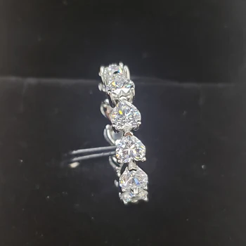 OEVAS Argint 925 Inele de Nunta Pentru Femei Spumant 1 Rand 5*5mm Inima Ridicat de Carbon Diamant Petrecere Fine Bijuterii Cadouri