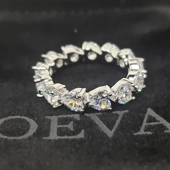 OEVAS Argint 925 Inele de Nunta Pentru Femei Spumant 1 Rand 5*5mm Inima Ridicat de Carbon Diamant Petrecere Fine Bijuterii Cadouri