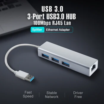 OFCCOM USB Ethernet Hub USB la RJ45 Lan placa de Retea 10/100Mbps Ethernet Adaptor pentru Mac iOS Laptop PC cu Windows USB 3.0 Hub