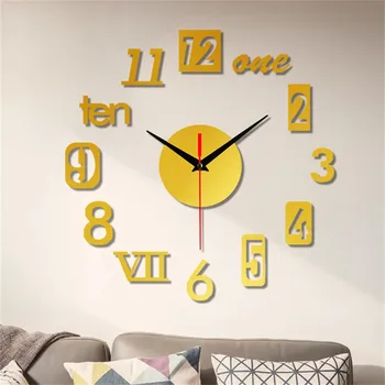 Oferta speciala 3d Acril Oglindă Ceas de Perete Diy Cuarț Ceasuri Casa Moderna de Decorare Camera de zi Ceas de Birou Acasă Decor