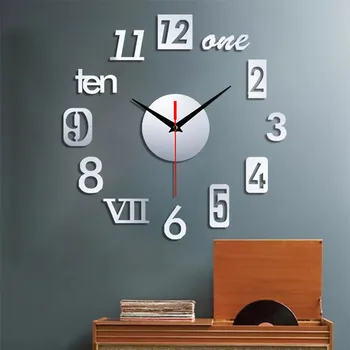 Oferta speciala 3d Acril Oglindă Ceas de Perete Diy Cuarț Ceasuri Casa Moderna de Decorare Camera de zi Ceas de Birou Acasă Decor
