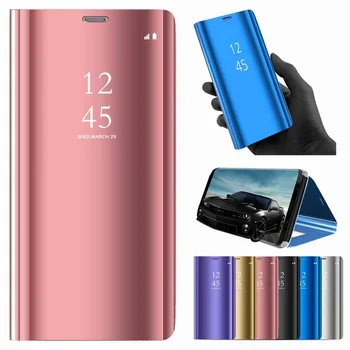 Oglinda Caz Flip Pentru Samsung Galaxy S6 S7 Edge S8 S9 S10 S10E 5G Plus Nota 10 Pro 9 8 A3 A5 A7 2017 A6 A8 Plus A7 A9 2018 Acoperire