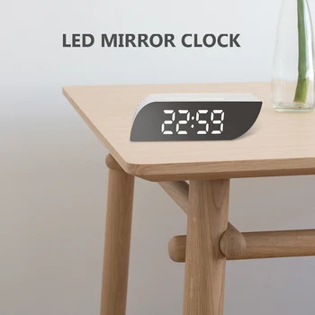 Oglindă Digital Ceas cu Alarmă LED Lumini de Noapte de Afișare Utilizare a Bateriei Temperatura de Amânare Funcția de Birou Ceasuri Ceas de Masa Decor Acasă