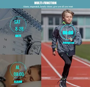OHSEN Digital pentru Copii Băiat Ceas de Moda Silicon Negru rezistent la apa Copii, Ceas 7 culori LED Fata Sport Ceasuri Cronometru