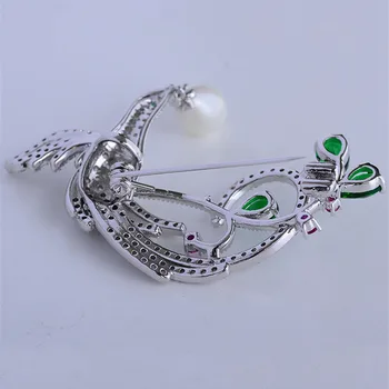 OKILY de Argint Elegant-Culoare Zircon Phoenix brosa cu Perla Pasăre Animal Broșe Nunta de Moda Brosa Accesorii pentru Femei