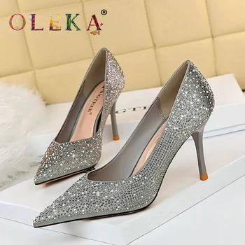 OLEKA Super High Femei Pantofi 2020 Stil de Moda de mică adâncime Pompe Noi 2020 Ciudat Heelparty Primavara/toamna de Bază a Subliniat Toe Tocuri