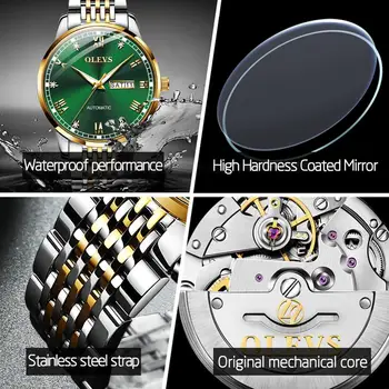OLEVS Bărbați Mechanical Ceas de Lux Automatic Watch Sport din Oțel Inoxidabil rezistent la apa Ceasul MenTop Brand relogio masculino 6602