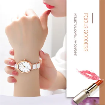 OLEVS Ceas de Moda pentru Femei Ceramică Ceas de Lux Impermeabil Numirea Ceas de mână de lumină confortabilă Pentru Femei Ceas Prietena