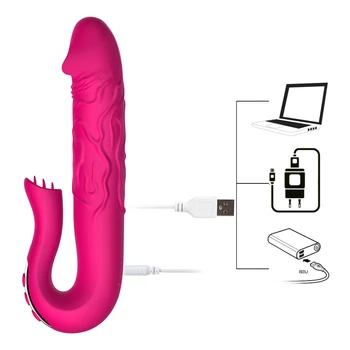 OLO Telescopic Rotație AV Stick Jucarii Sexuale pentru Femei Dildo Vibrator Limba Lins G-spot Masaj Stimulator Clitoris