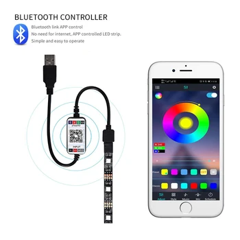- Omoara USB RGB Led Strip Lumină Pentru Decor Camera SMD 5050 Bluetooth Lumini Led Bandă Dormitor DC5V 1M, 2M, 5M, 10M TV de Fundal Iluminat