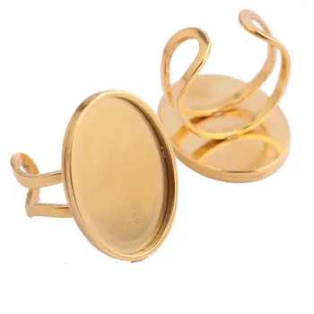 Onwear 10buc Placat cu Aur din Oțel Inoxidabil 18x25mm cabochon Ovale inel de bază spații diy cameo rama setările pentru a face bijuterii