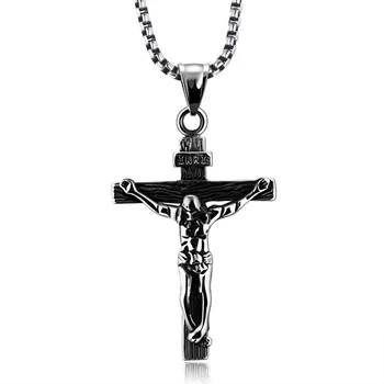 OPK INRI Cruce Mens ' Coliere Stilul Punk din Oțel Inoxidabil, Caseta de Stat Lanț Crucifix Isus Pandantiv Bijuterii GX810