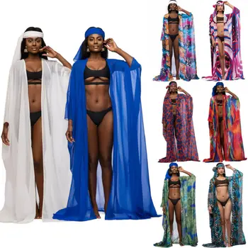 Opt Stil Diferit Unul De Dimensiuni Femei Pur Vara Decora Stil Plajă Bikini Imprimare Acoperi Lung Rochie De Costume De Baie Costum De Baie