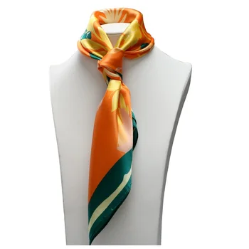 Orange Eșarfă De Mătase Pur Cravată De Mătase La Gât Eșarfe Cap Pătrat 21