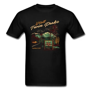 Oraș mic de Călătorie tricou Barbati Twin Peaks Tricou Tricou Negru din Bumbac Topuri Desene animate Haine Hipster de Agrement Tricouri