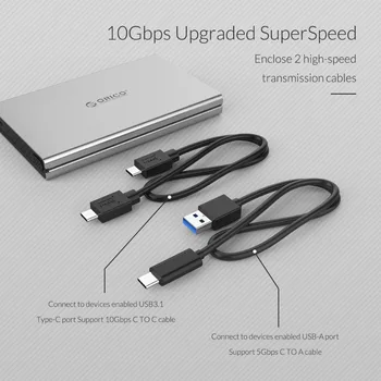 ORICO 2.5 inch HDD Cazul USB 3.1 Gen2 Pentru SATA 3.0 10Gbps Super Viteza Tip C Hard Disk Cutie HDD Extern Cabina de Instrumente Gratuite