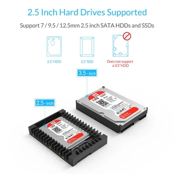 ORICO 2.5 la 3.5 inch Hard Disk adaptor Caddy Suport SATA 3.0 Suport 7/9.5/12.5 mm 2.5 inch SATA HDD, hard disk Ssd-uri (1125SS)