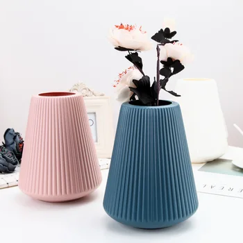 Origami din Plastic Alb Vaza Imitație Ceramice Flori Artificiale Sticla Vaza de Flori pentru Masa Nordic Decor Acasă Oală