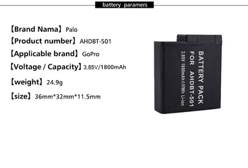 Original, 1-4buc 3.85 V 1800 mAh Li-ion AHDBT-501 AHDBT501 acumulator camere video, baterii pentru GoPro 5 Hero 6 noi