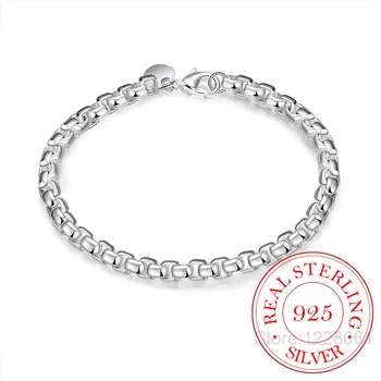 Original Argint 925 Bratari Simple Link-Ul De Bratari De Lanț Brățară Pentru Bărbați Bijuterii Femei Cadou De Bună Calitate