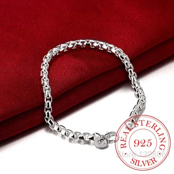 Original Argint 925 Bratari Simple Link-Ul De Bratari De Lanț Brățară Pentru Bărbați Bijuterii Femei Cadou De Bună Calitate
