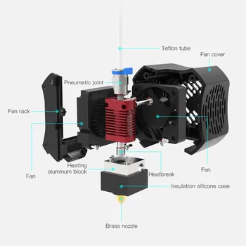 Original Creality 3D Ender-3 V2 Printer Extruder Hotend Kit Pentru Ender-3 V2 Cu Capac de Silicon de Căldură din Aluminiu Bloc Asamblat
