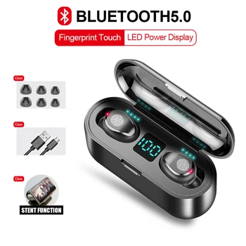 Original F9 TWS 5.0 Bluetooth Căști fără Fir, Căști HiFi Sound Impermeabil Mini Sport Cască de Reducere a Zgomotului Căști de Gaming
