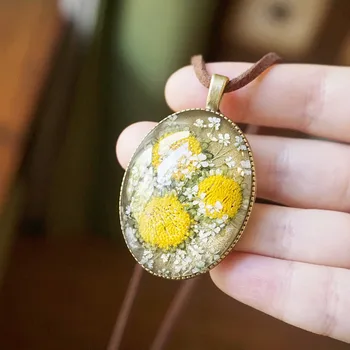 Original făcut de mână de Epocă Sennu Gogh floarea-soarelui tablou autentic de flori uscate nemuritor colier de flori