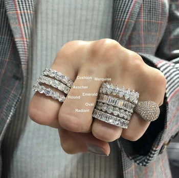 Original Multi-asociere inel Argint 925 diamond Trupa set inel de Nunta Naturale Safir Alb Inele pentru Femei Bijuterii