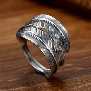 Original nou S925 argint Japoneză pene de lux lumina senior inel bărbați și femei cupluri inel de deschidere reglabil